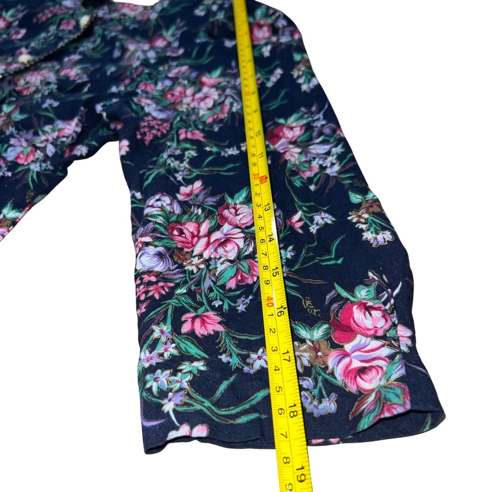Vintage 80s 90s Good Times Navy Floral Skirt Set Pearl Buttons Size 14 USA - Picture 11 of 13